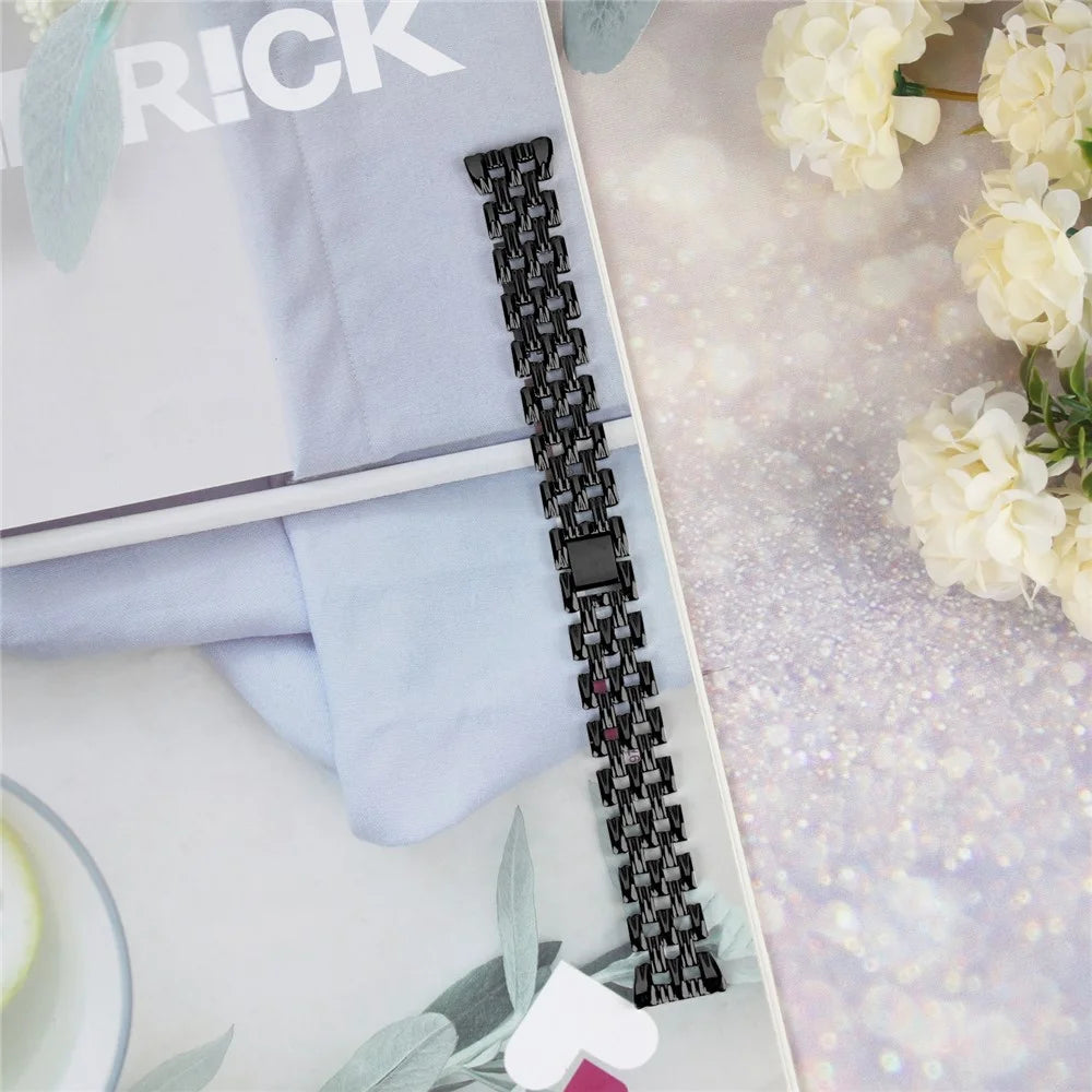 Stainless Steel Watch Band for Samsung Galaxy Watch4 Active 40mm 44mm / Watch4 Classic 42mm 46mm , 20mm Hollow 5 Beads Metal Strap - Black - 4
