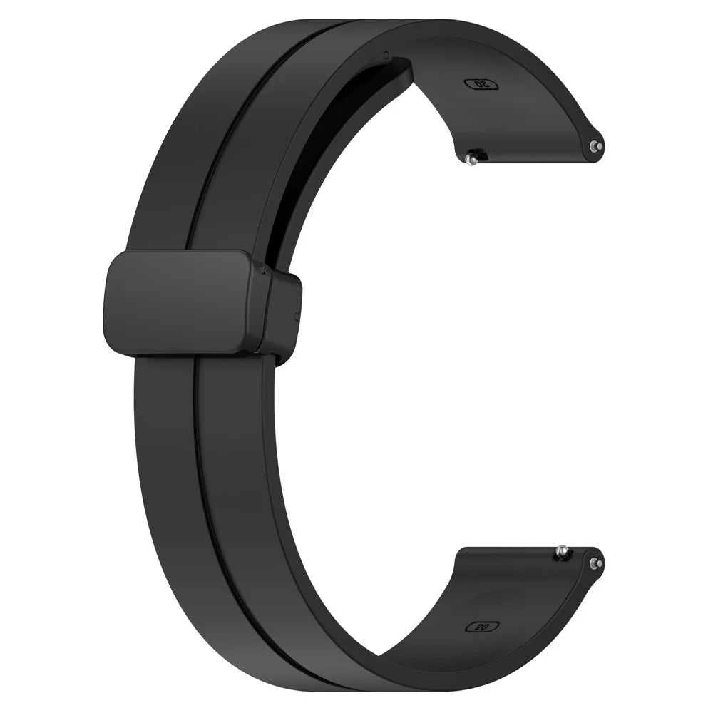 For Huawei Watch GT 4 46mm / Watch 4 Pro / Honor Watch GS 3i / GS 3 / GS Pro / Huami Amazfit GTR 4 46mm / 3 / 3 Pro Silicone Watch Strap 22mm Magnetic Buckle Band - Black - 1