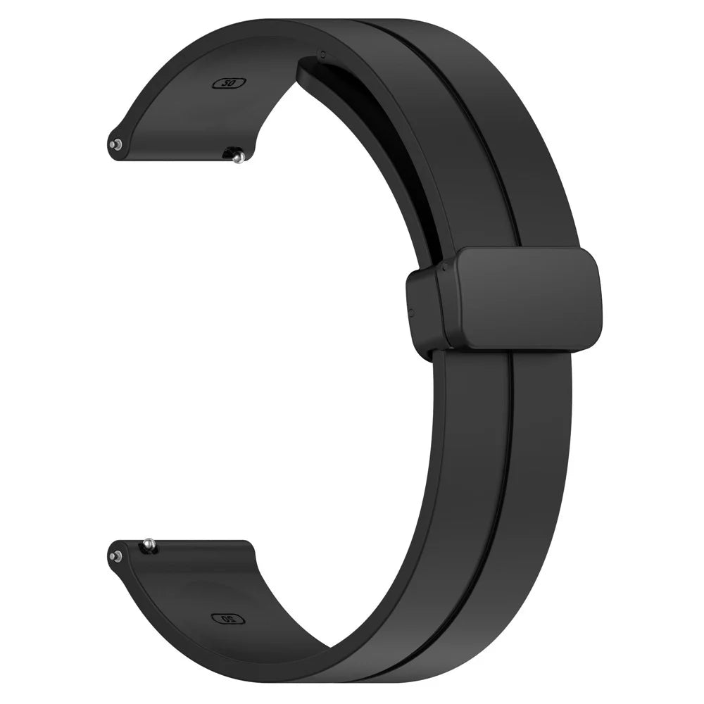 For Huawei Watch GT 4 46mm / Watch 4 Pro / Honor Watch GS 3i / GS 3 / GS Pro / Huami Amazfit GTR 4 46mm / 3 / 3 Pro Silicone Watch Strap 22mm Magnetic Buckle Band - Black - 2