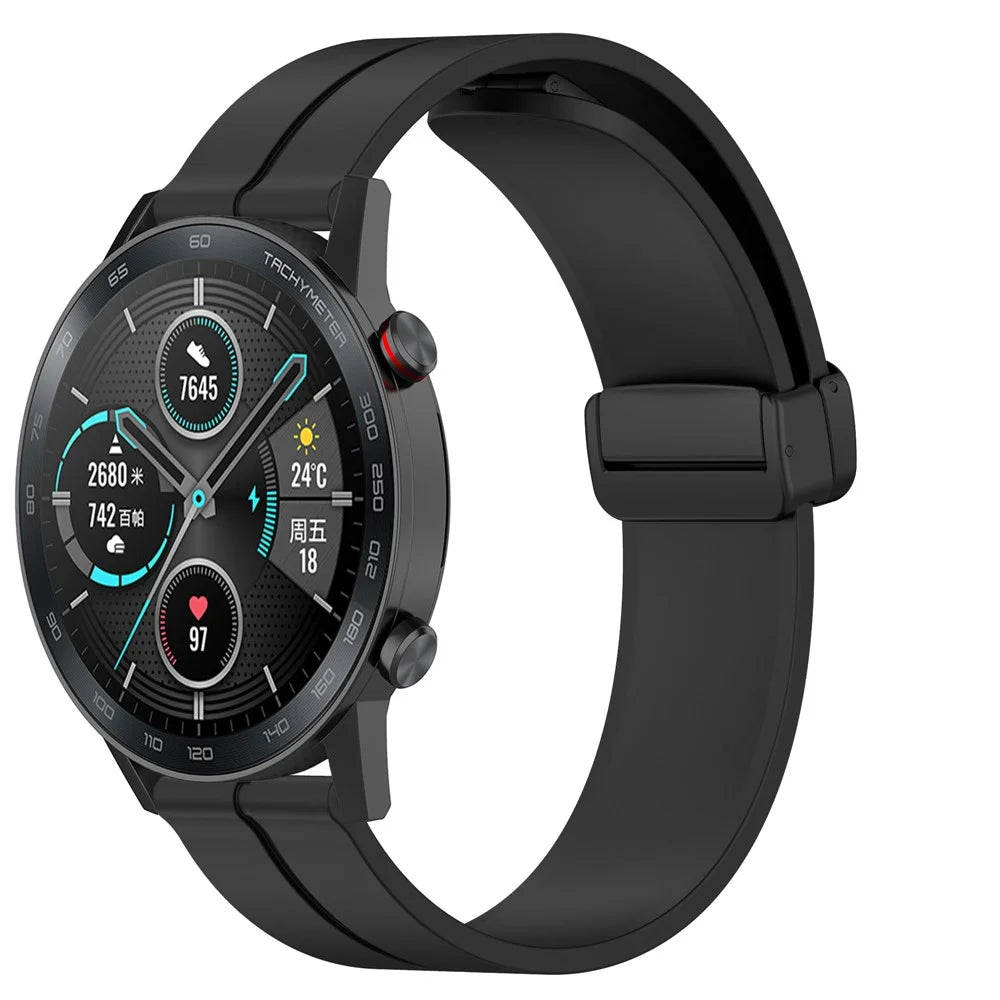 For Huawei Watch GT 4 46mm / Watch 4 Pro / Honor Watch GS 3i / GS 3 / GS Pro / Huami Amazfit GTR 4 46mm / 3 / 3 Pro Silicone Watch Strap 22mm Magnetic Buckle Band - Black - 6