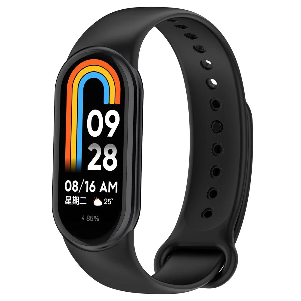 For Xiaomi Smart Band 10 NFC / 10 / 9 NFC / 9 / 8 NFC / 8 Solid Color Silicone Watch Strap Replacement Wrist Band - Black - 5
