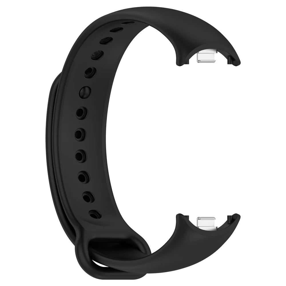 For Xiaomi Smart Band 9 NFC / 9 / 8 NFC / 8 Silicone Watch Strap Wrist Band with Stainless Steel Connector - Black - 3