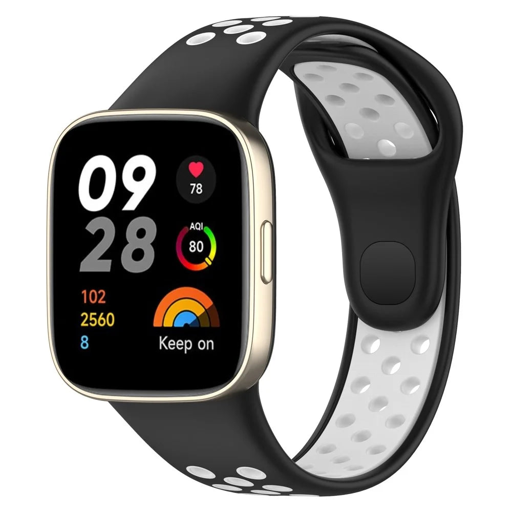 28mm Silicone Watch Strap for Xiaomi Redmi Watch 3 / Mi Watch Lite 3 , Dual-color Smart Band Strap - Black / White - 5