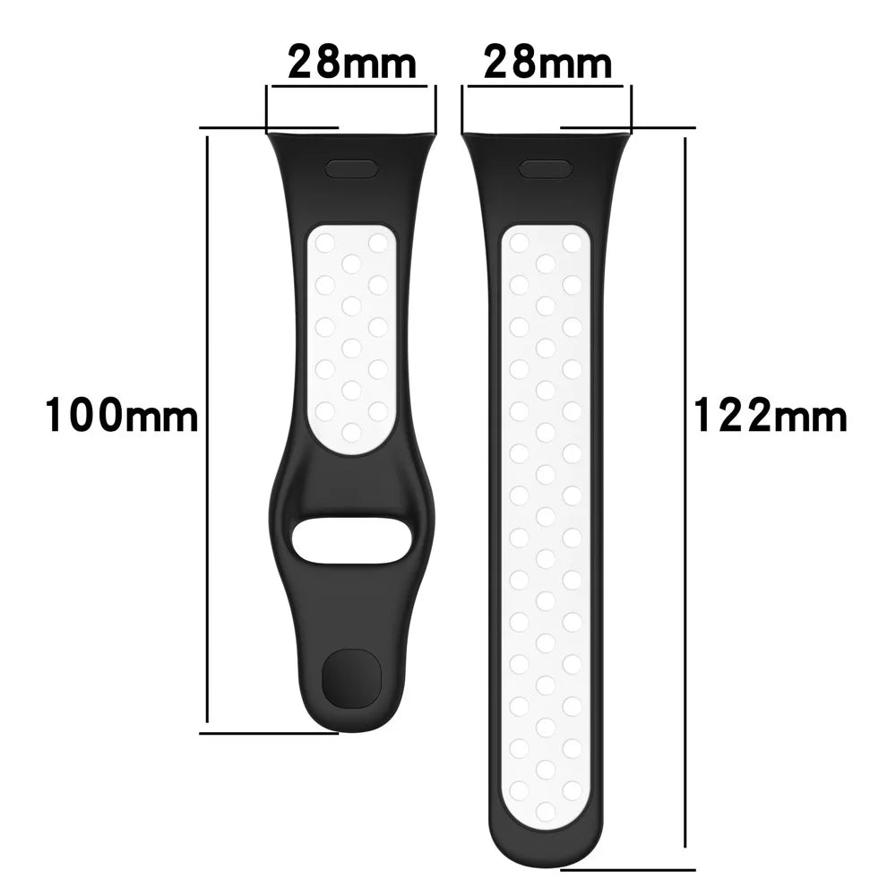 28mm Silicone Watch Strap for Xiaomi Redmi Watch 3 / Mi Watch Lite 3 , Dual-color Smart Band Strap - Black / White - 6