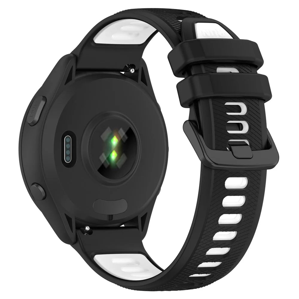 For Garmin Forerunner 265 Dual-Color Silicone Watch Strap Anti-Wear Smart Band Strap - Black / White - 1