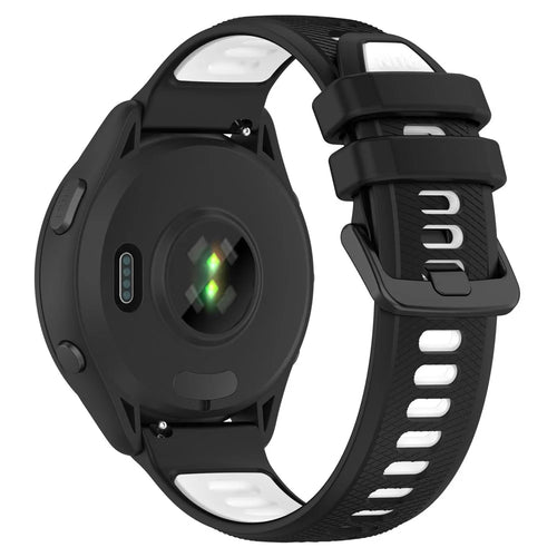 For Garmin Forerunner 265 Dual-Color Silicone Watch Strap Anti-Wear Smart Band Strap - Black / White - 1
