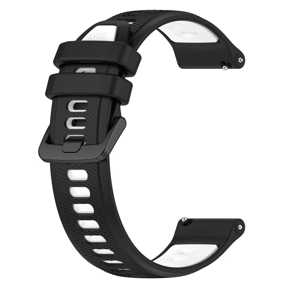 For Garmin Forerunner 265 Dual-Color Silicone Watch Strap Anti-Wear Smart Band Strap - Black / White - 2
