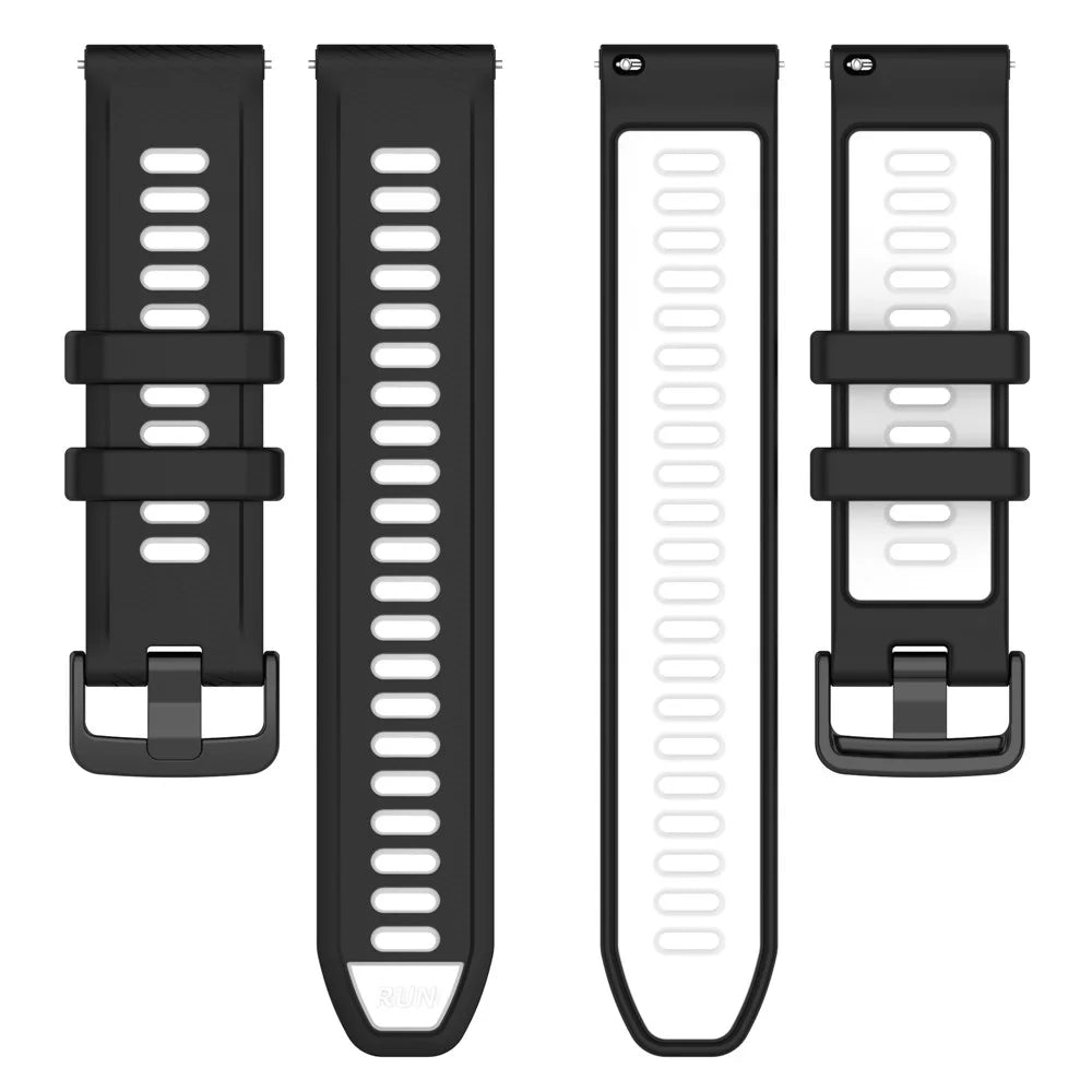For Garmin Forerunner 265 Dual-Color Silicone Watch Strap Anti-Wear Smart Band Strap - Black / White - 4