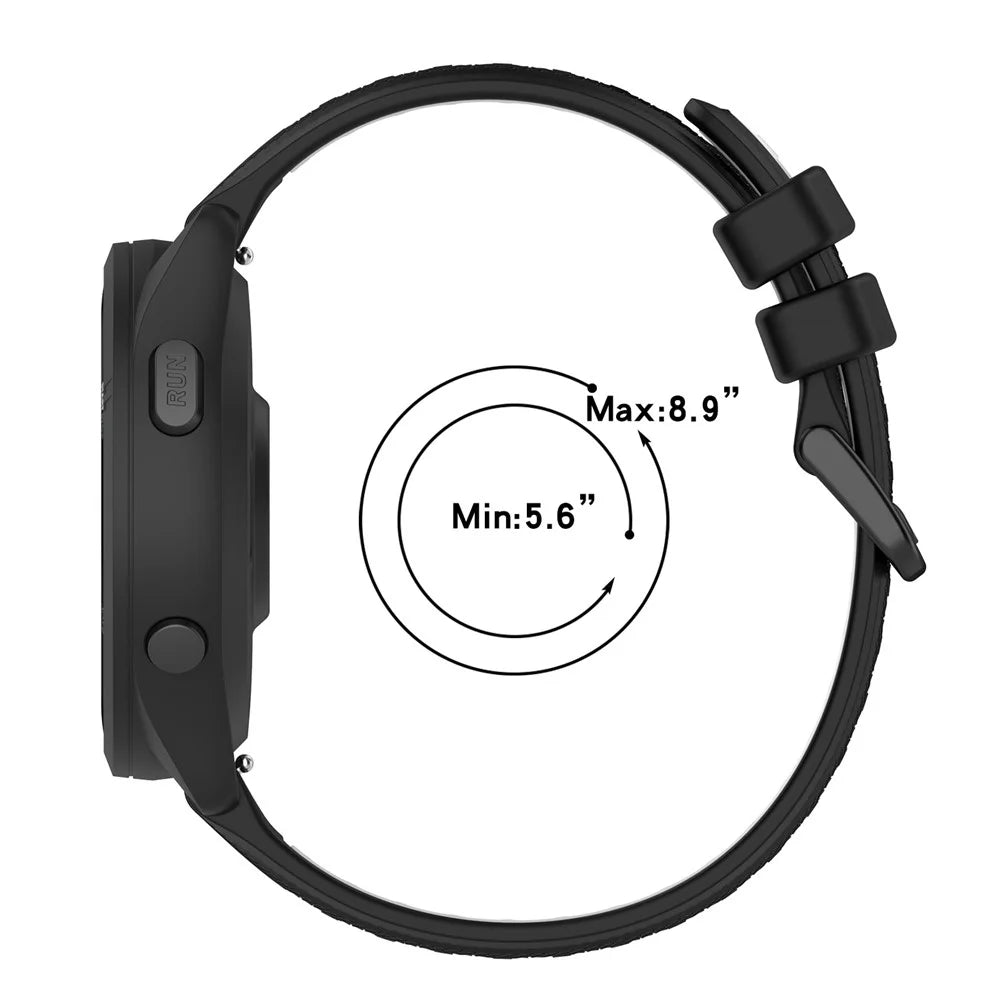 For Garmin Forerunner 265 Dual-Color Silicone Watch Strap Anti-Wear Smart Band Strap - Black / White - 6