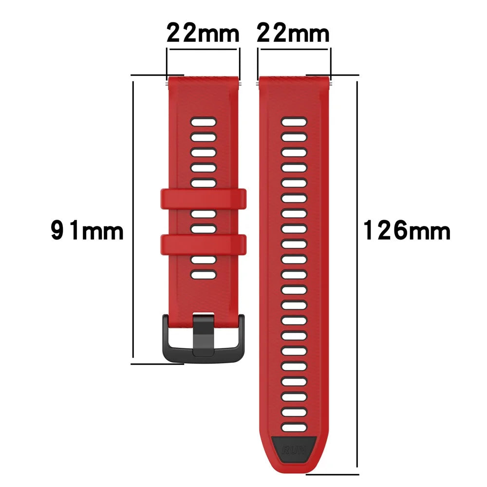 For Garmin Forerunner 265 Dual-Color Silicone Watch Strap Anti-Wear Smart Band Strap - Black / White - 7