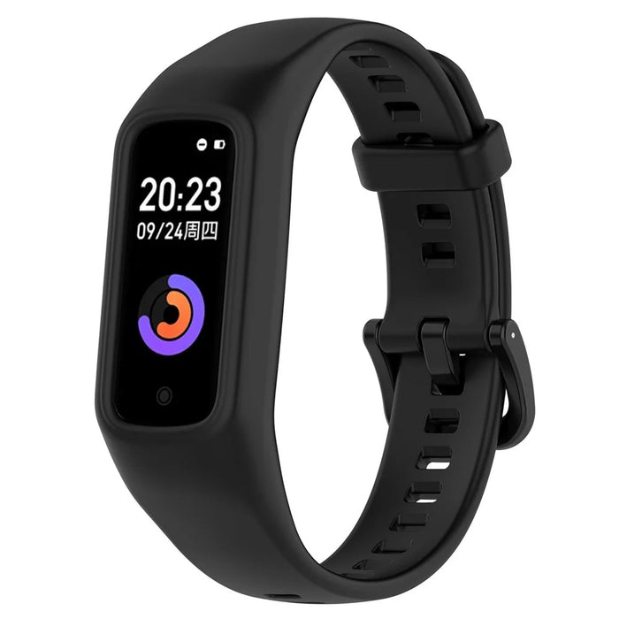 For Keep B2 Solid Color Soft Silicone Watch Strap Replacement Wrist Band - Black - 1