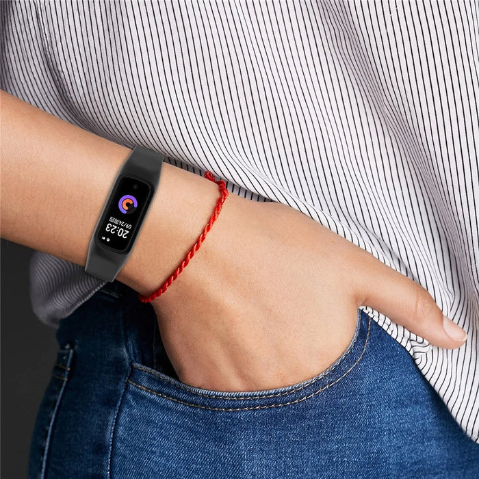 For Keep B2 Solid Color Soft Silicone Watch Strap Replacement Wrist Band - Black - 5