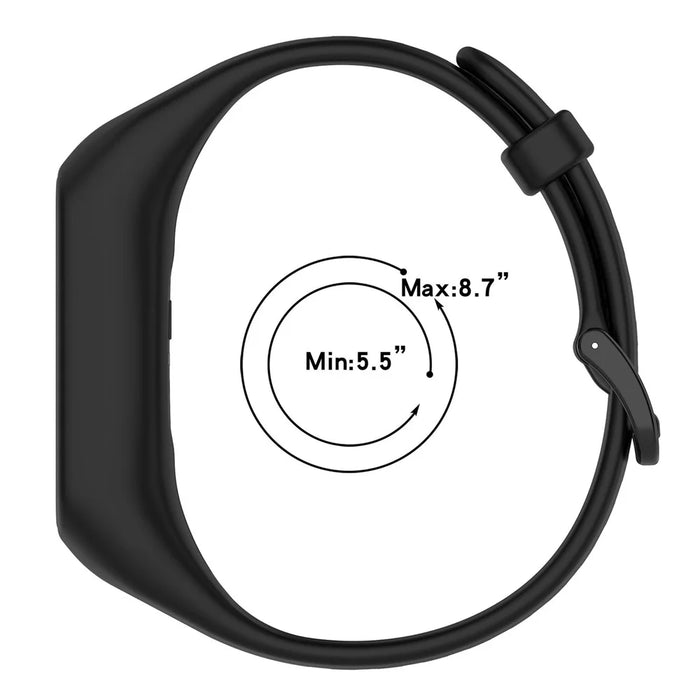 For Keep B2 Solid Color Soft Silicone Watch Strap Replacement Wrist Band - Black - 7