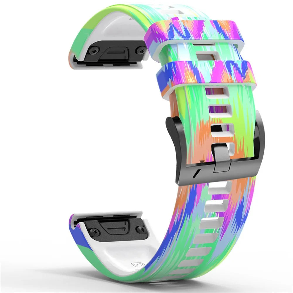For Garmin Forerunner 965 / 955 / 945 / 935 Quick Release Watch Band Silicone Printed Pattern Replacement Strap - Style A - 2