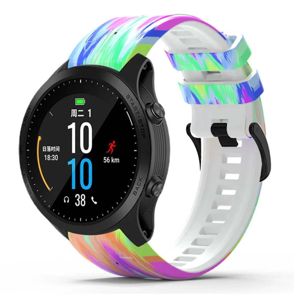 For Garmin Forerunner 965 / 955 / 945 / 935 Quick Release Watch Band Silicone Printed Pattern Replacement Strap - Style A - 3