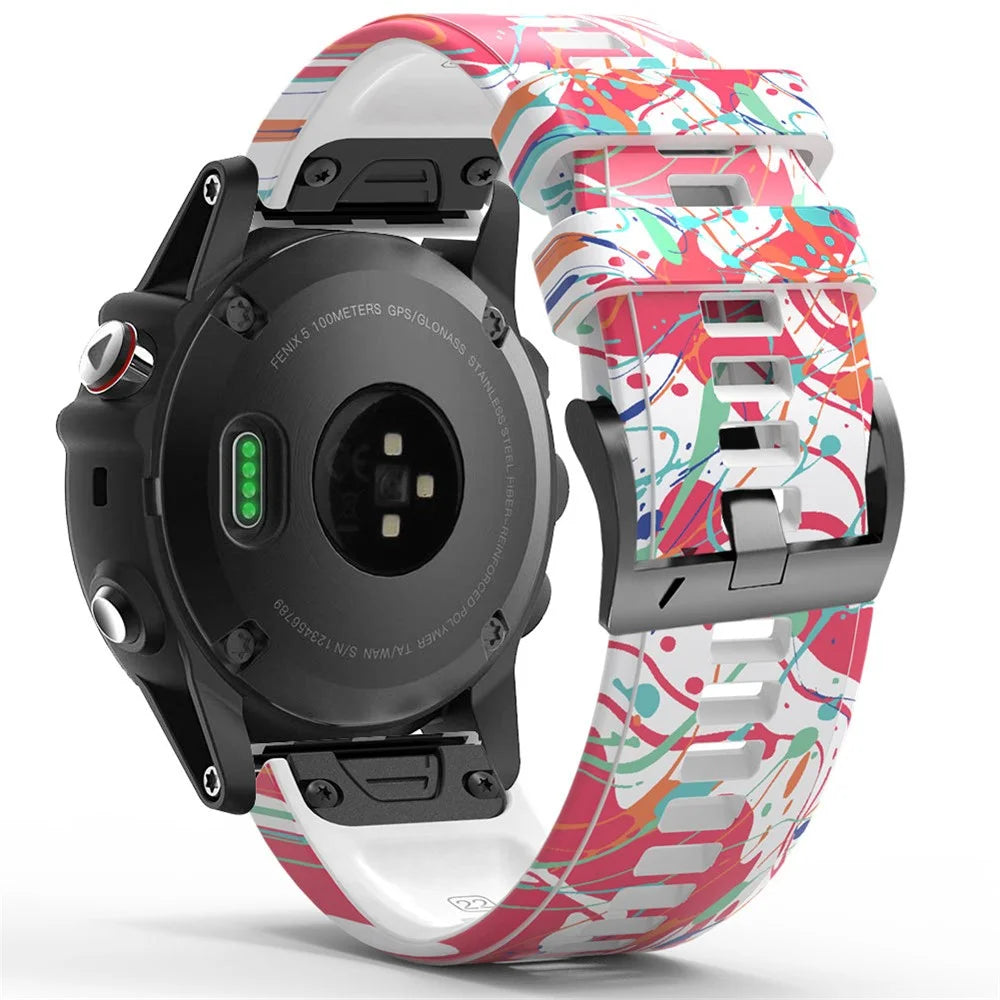 For Garmin Tactix 7 Pro / Fenix 7X / Fenix 6X Pro Silicone Watch Band 26mm Printed Pattern Quick Release Strap - Style B - 1