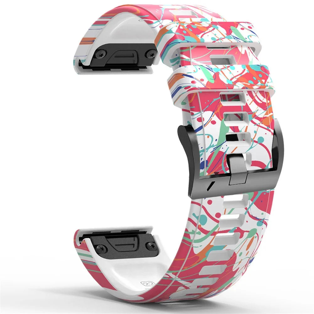 For Garmin Tactix 7 Pro / Fenix 7X / Fenix 6X Pro Silicone Watch Band 26mm Printed Pattern Quick Release Strap - Style B - 2