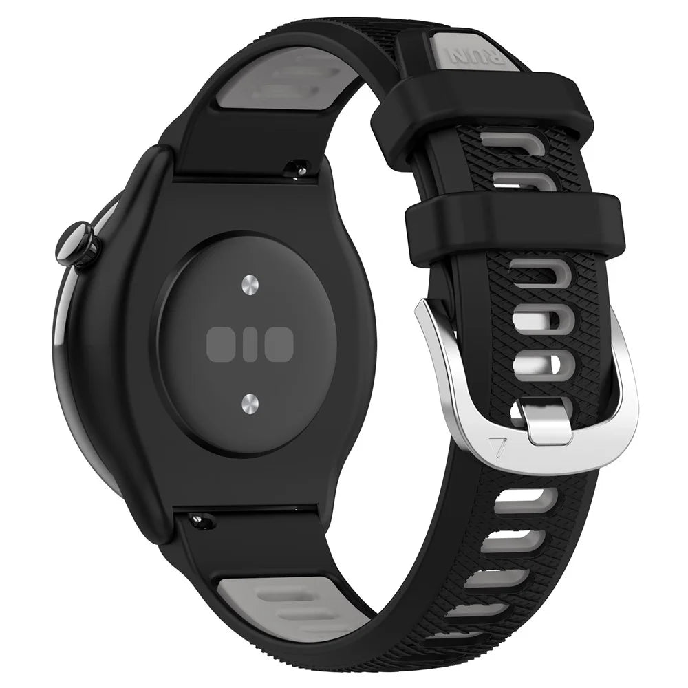 For Huami Amazfit GTR Mini / Bip 3 / Bip 3 Pro Silicone Watch Band 20mm Cross Stripe Dual-color Strap - Black+Grey - 1