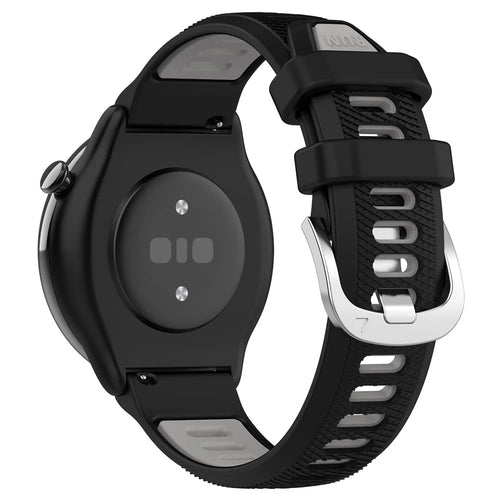 For Huami Amazfit GTR Mini / Bip 3 / Bip 3 Pro Silicone Watch Band 20mm Cross Stripe Dual-color Strap - Black+Grey - 1