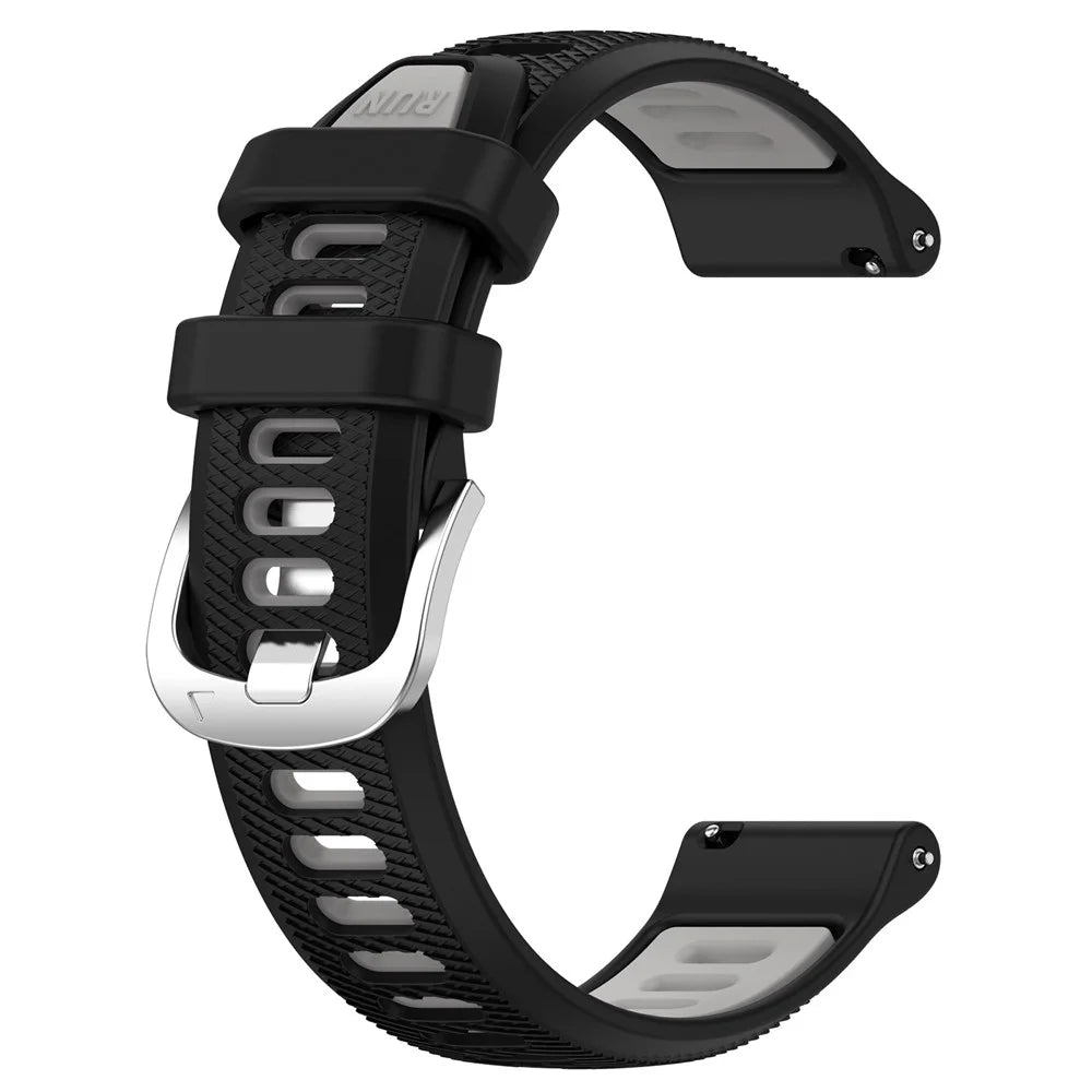 For Huami Amazfit GTR Mini / Bip 3 / Bip 3 Pro Silicone Watch Band 20mm Cross Stripe Dual-color Strap - Black+Grey - 2