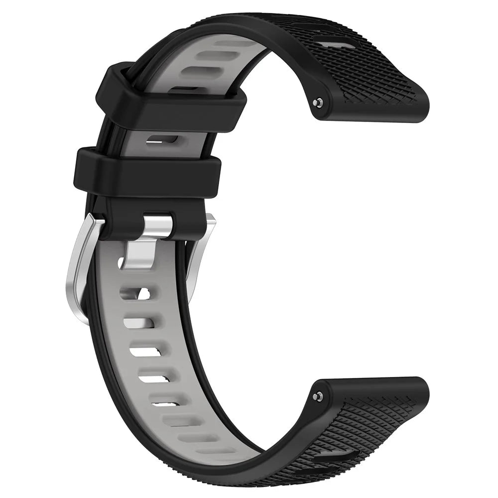 For Huami Amazfit GTR Mini / Bip 3 / Bip 3 Pro Silicone Watch Band 20mm Cross Stripe Dual-color Strap - Black+Grey - 3