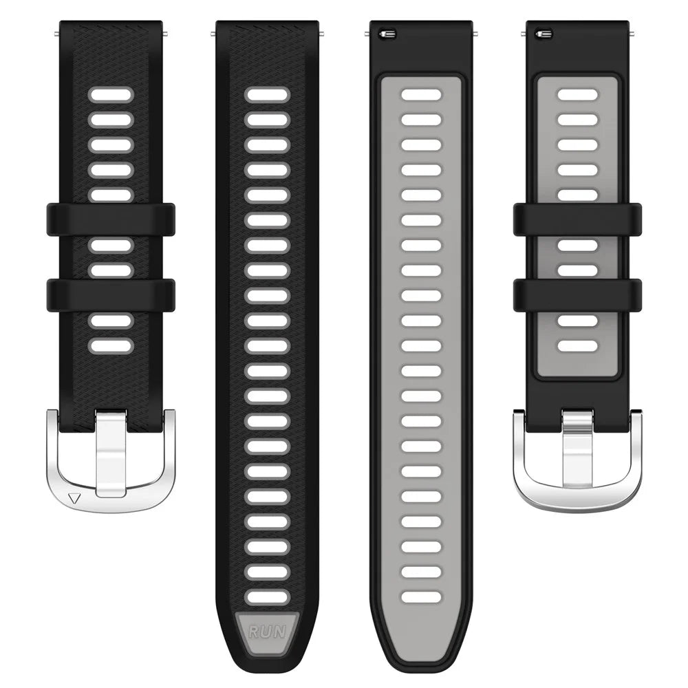 For Huami Amazfit GTR Mini / Bip 3 / Bip 3 Pro Silicone Watch Band 20mm Cross Stripe Dual-color Strap - Black+Grey - 4