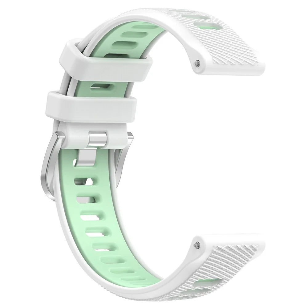 Silicone Watch Bands for Garmin Forerunner 265S / 255S / Venu 2S , 18mm Cross Stripe Dual-color Waterproof Strap - White+Teal Green - 3