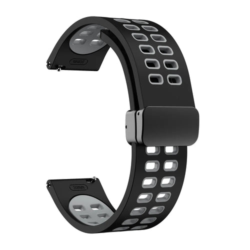 Magnetic Watch Band for Huami Amazfit GTR Mini / Bip 3 / Bip 3 Pro , 20mm Silicone Dual-color Strap with Black Folding Buckle - Black+Grey - 1