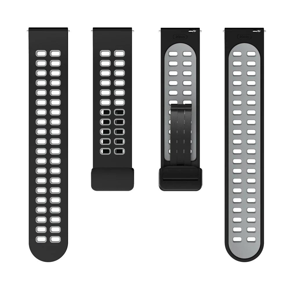 Magnetic Watch Band for Huami Amazfit GTR Mini / Bip 3 / Bip 3 Pro , 20mm Silicone Dual-color Strap with Black Folding Buckle - Black+Grey - 2