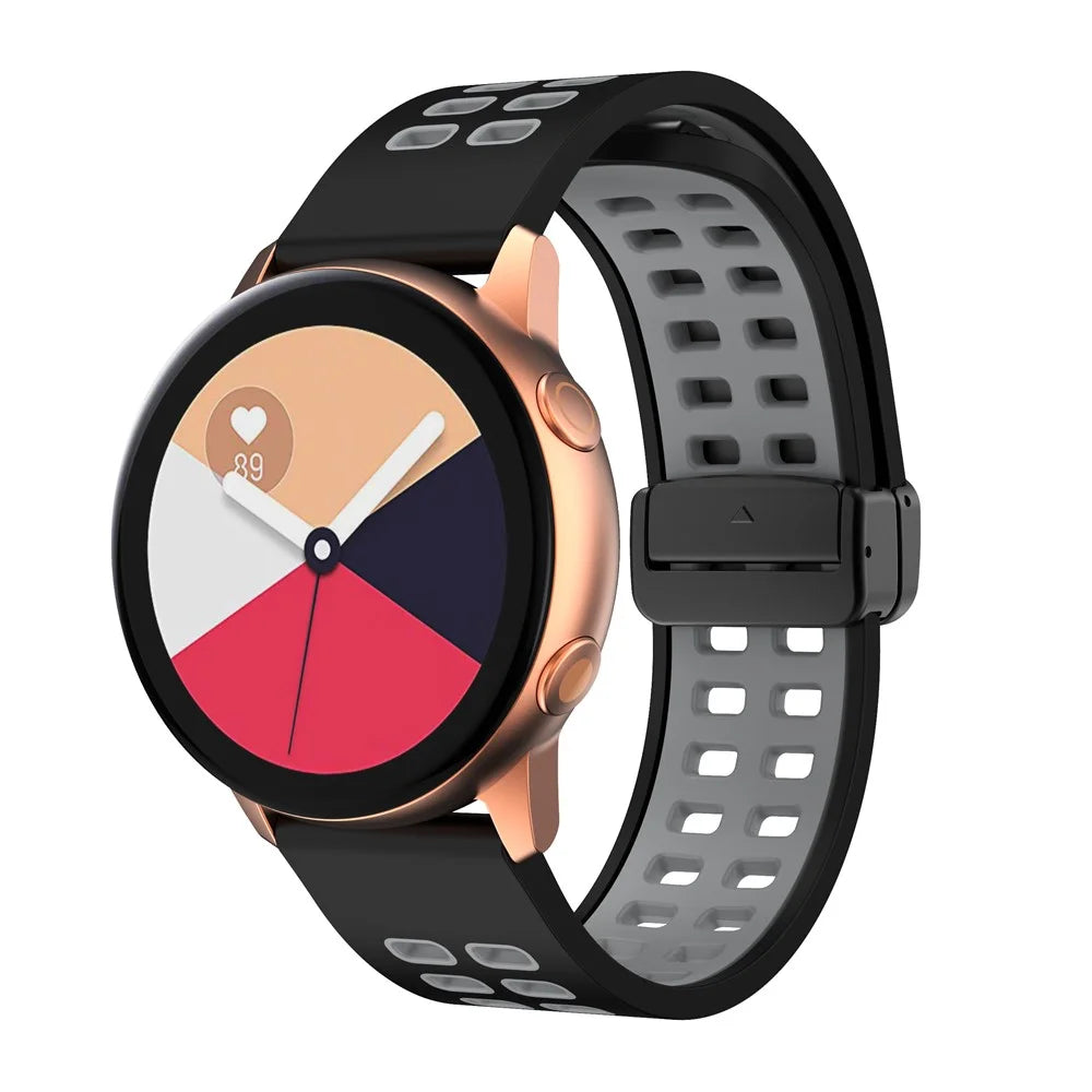 Magnetic Watch Band for Huami Amazfit GTR Mini / Bip 3 / Bip 3 Pro , 20mm Silicone Dual-color Strap with Black Folding Buckle - Black+Grey - 3