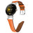 For Google Pixel Watch 4 41mm / Watch 3 41mm / Watch 2 / Watch Replacement Strap Rhinestone Decor D-Shape Connector Split Leather Wrist Band with Silver Buckle - Orange - 2