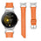 For Google Pixel Watch 4 41mm / Watch 3 41mm / Watch 2 / Watch Replacement Strap Rhinestone Decor D-Shape Connector Split Leather Wrist Band with Silver Buckle - Orange - 3