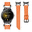 For Google Pixel Watch 4 41mm / Watch 3 41mm / Watch 2 / Watch Rhinestone Decor D-Shape Connector Split Leather Replacement Strap with Black Buckle - Orange - 3