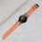 For Google Pixel Watch 4 41mm / Watch 3 41mm / Watch 2 / Watch Rhinestone Decor D-Shape Connector Split Leather Replacement Strap with Black Buckle - Orange - 5
