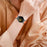 For Google Pixel Watch 4 41mm / Watch 3 41mm / Watch 2 / Watch Rhinestone Decor D-Shape Connector Split Leather Replacement Strap with Black Buckle - Orange - 6
