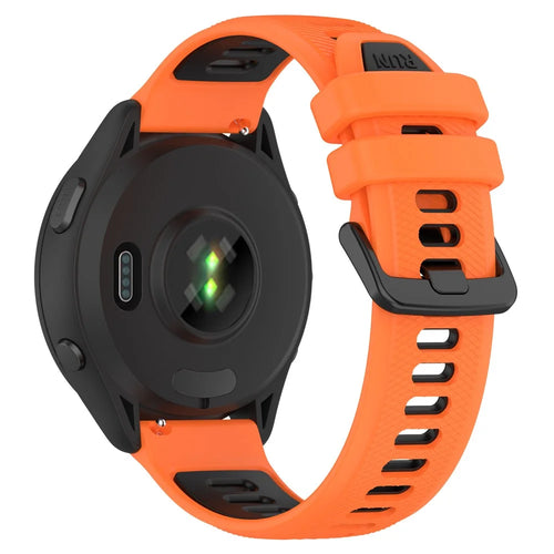 For Garmin Forerunner 265S Silicone Watch Bands 18mm Dual Color Replacement Strap - Orange+Black - 1