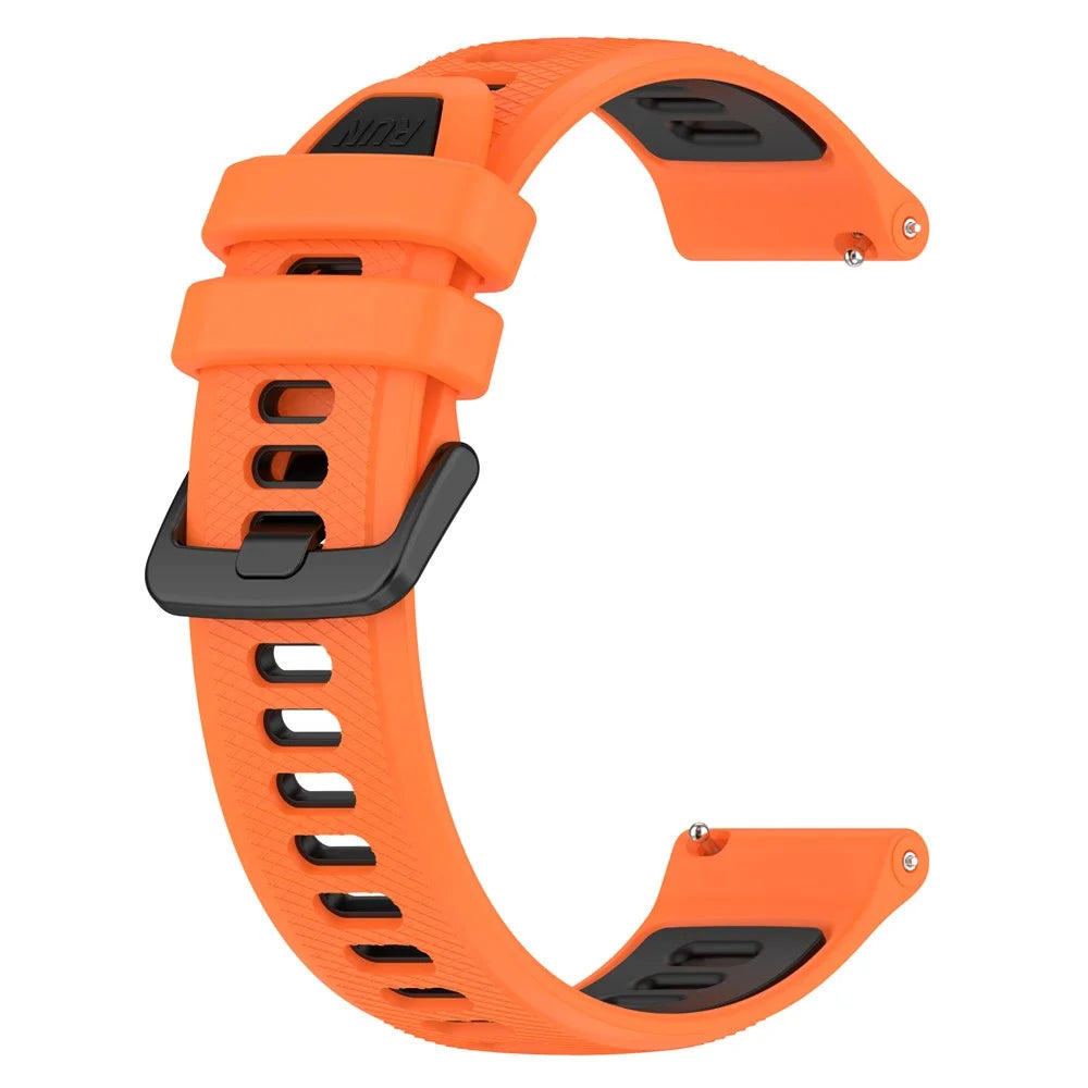 For Garmin Forerunner 265S Silicone Watch Bands 18mm Dual Color Replacement Strap - Orange+Black - 2