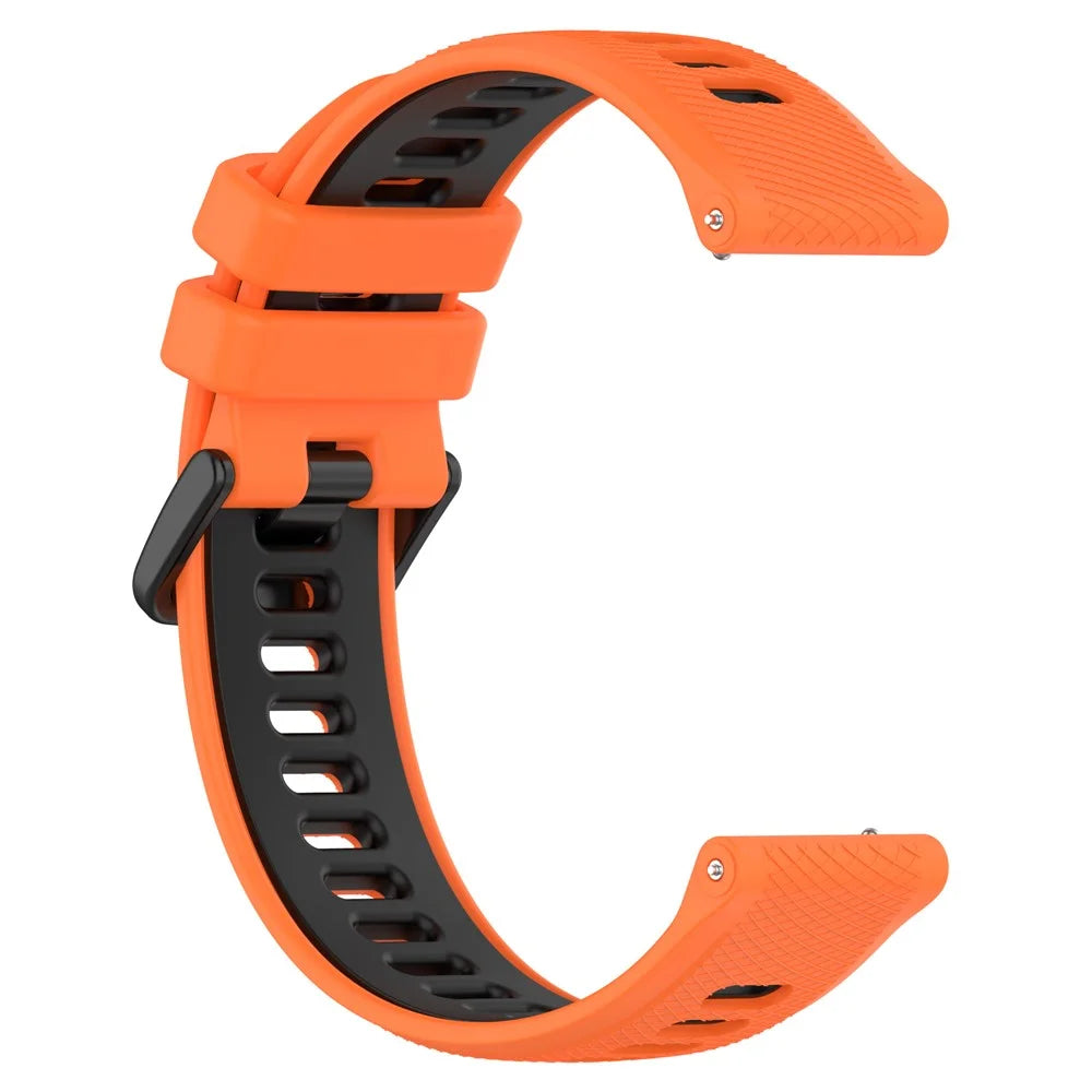 For Garmin Forerunner 265S Silicone Watch Bands 18mm Dual Color Replacement Strap - Orange+Black - 3