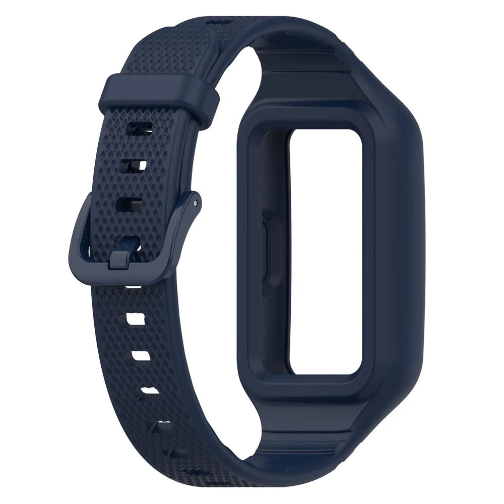 For Huawei Band 6 / 6 Pro / Band 7 / Band 8 / Band 8 NFC / Band 9 / Band 9 NFC / Honor Band 6 / 7 Sports Silicone Watch Band with Case - Midnight Blue - 3