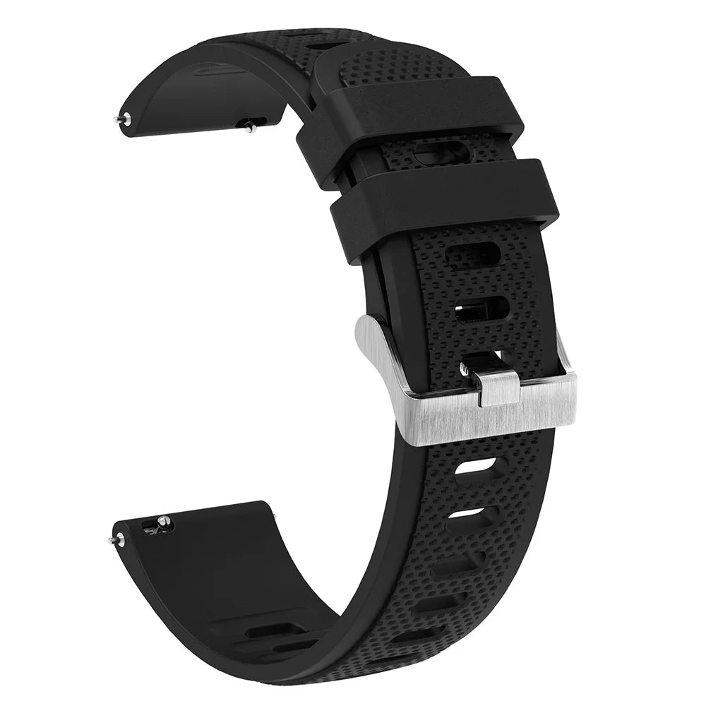 For Samsung Galaxy Watch3 45mm / Galaxy Watch 46mm / Huami Amazfit Pace Silicone Watch Band Textured 22mm Wrist Strap - Black - 1