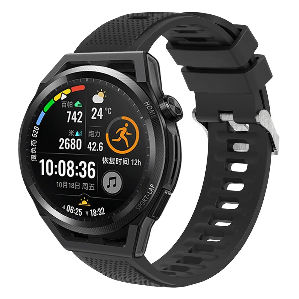 For Samsung Galaxy Watch3 45mm / Galaxy Watch 46mm / Huami Amazfit Pace Silicone Watch Band Textured 22mm Wrist Strap - Black - 4