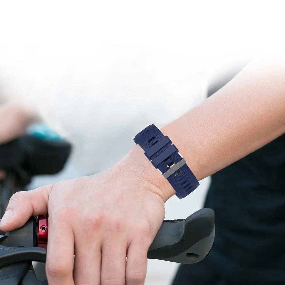 For Samsung Galaxy Watch3 45mm / Galaxy Watch 46mm / Huami Amazfit Pace Silicone Watch Band Textured 22mm Wrist Strap - Black - 5