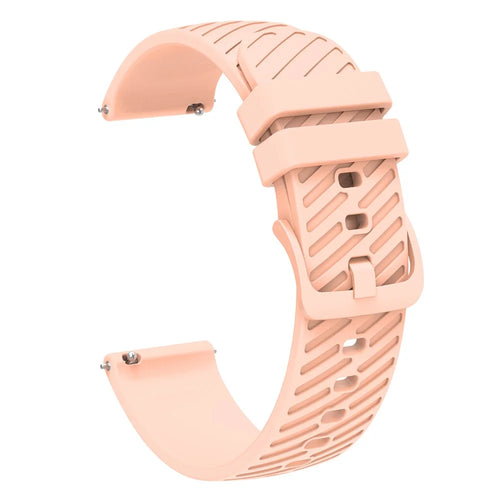 18mm Universal Silicone Watch Strap Tilted Stripe Textured Replacement Watch Band - Pink - 1
