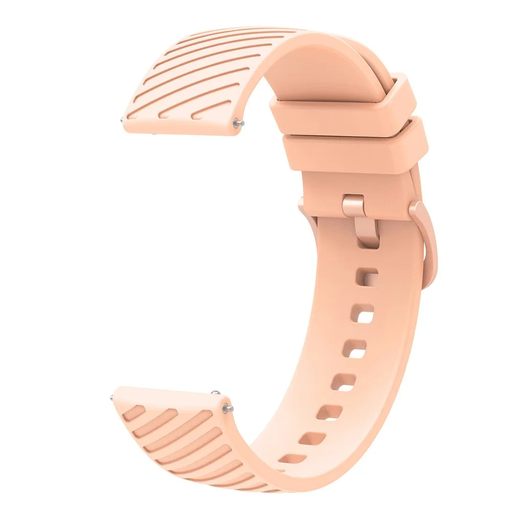 18mm Universal Silicone Watch Strap Tilted Stripe Textured Replacement Watch Band - Pink - 2