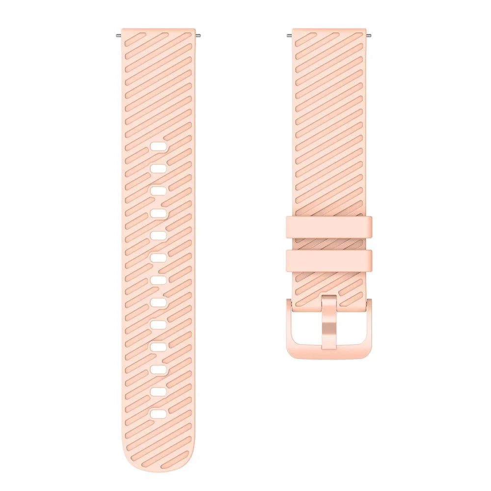 18mm Universal Silicone Watch Strap Tilted Stripe Textured Replacement Watch Band - Pink - 3