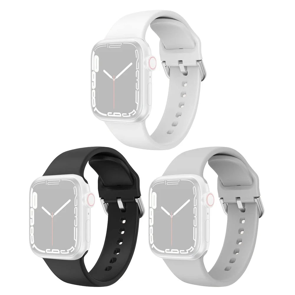 3Pcs Watch Band for Apple Watch Ultra 49mm Soft Silicone Strap Replacement - White+Black+Light Grey - 1