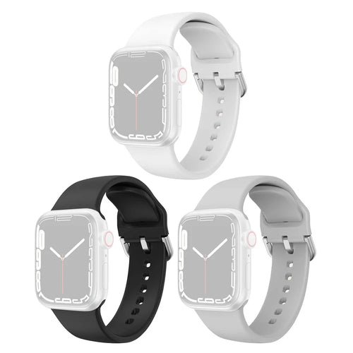 3Pcs Watch Band for Apple Watch Ultra 49mm Soft Silicone Strap Replacement - White+Black+Light Grey - 1