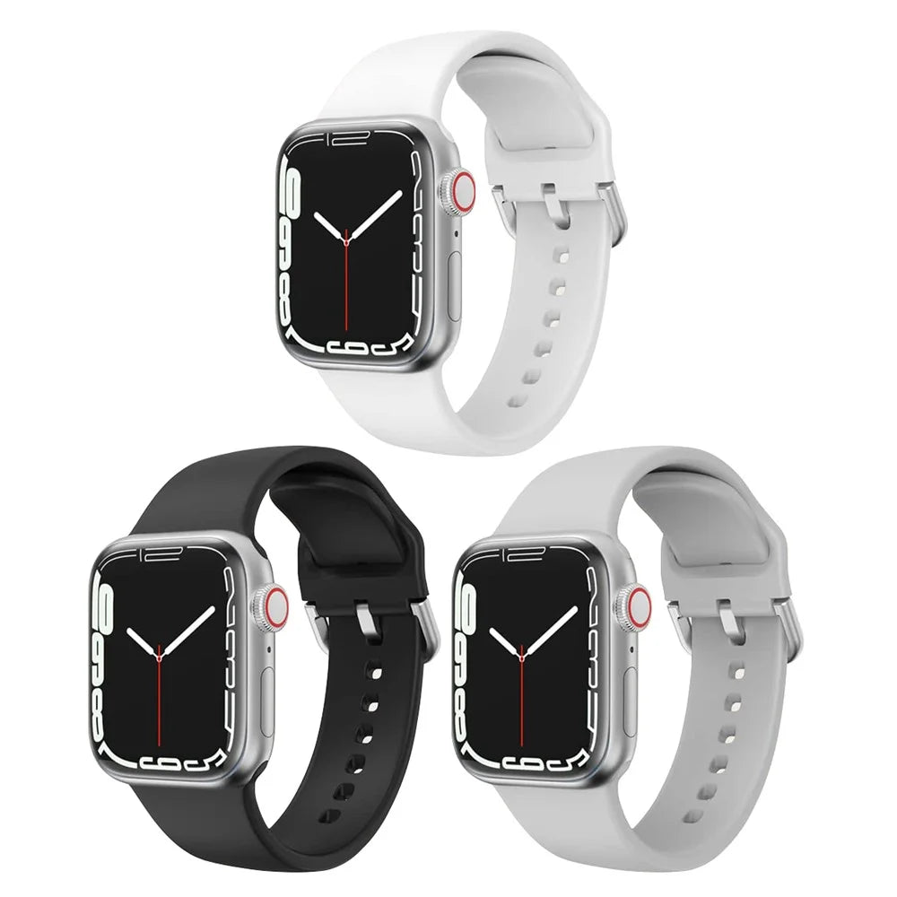 3Pcs Watch Band for Apple Watch Ultra 49mm Soft Silicone Strap Replacement - White+Black+Light Grey - 3