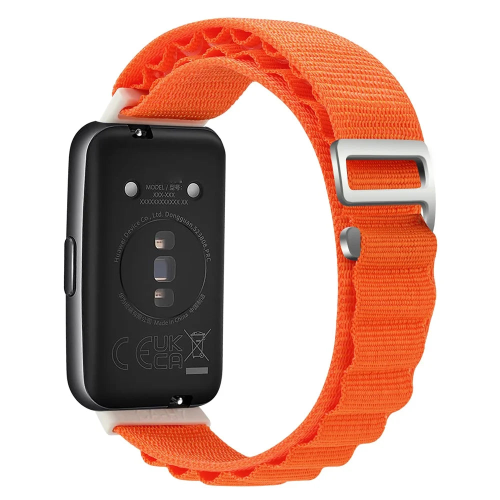 For Huawei Band 7 Replacement Watch Band Nylon Adjustable Wrist Strap - Orange - 1