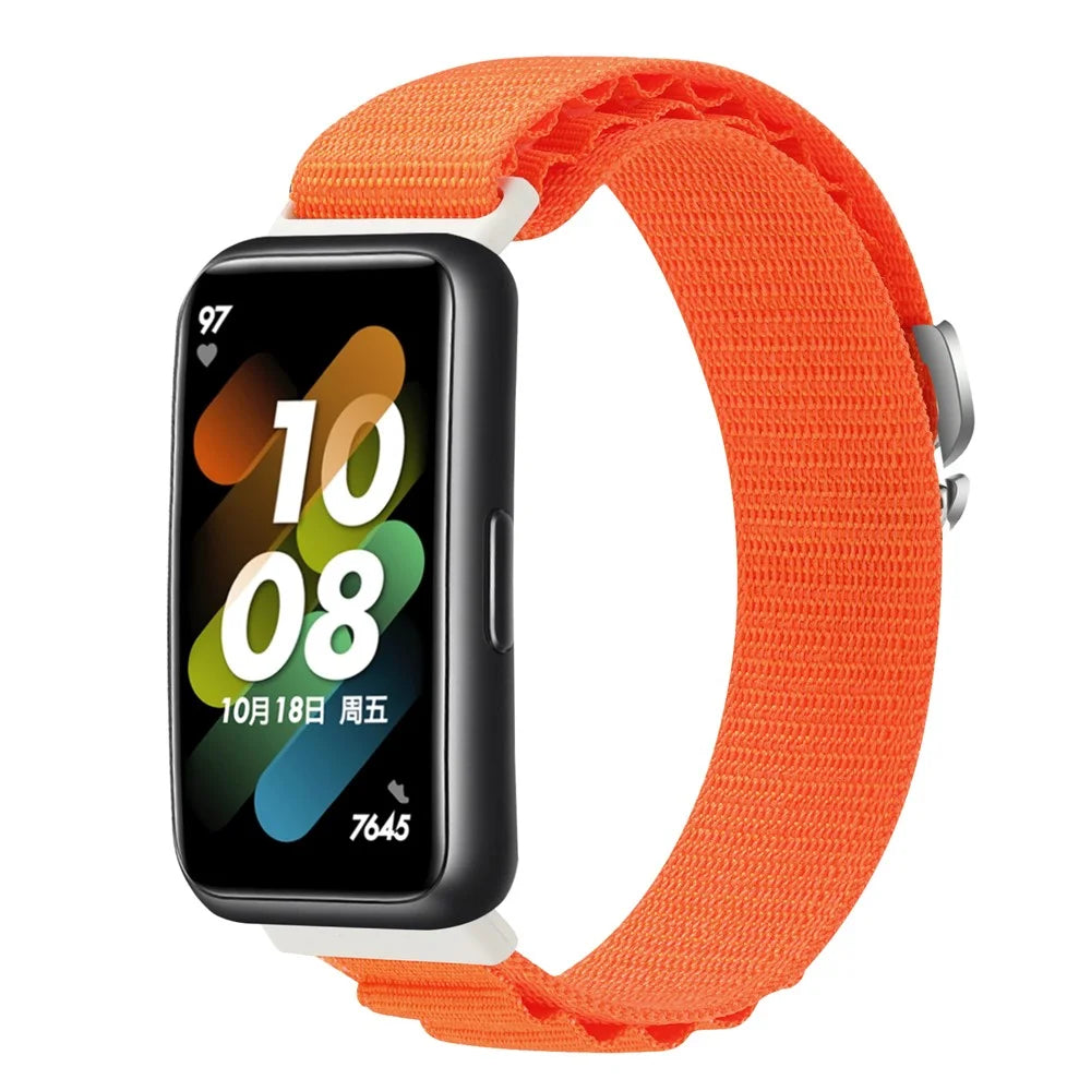 For Huawei Band 7 Replacement Watch Band Nylon Adjustable Wrist Strap - Orange - 2